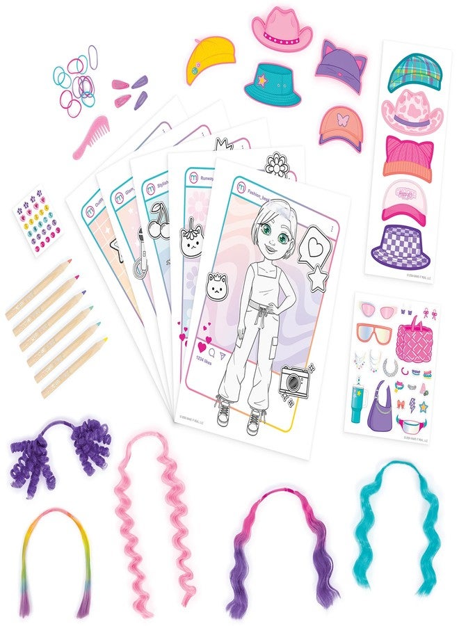 Make It Real: Salon Style Fashion Studio - 5 Model Design Boards, Mix & Match Hair-Hats-Accessories, Comb-Elastics-Barrettes, Tweens-Girls-Kids 6+ - Image 3
